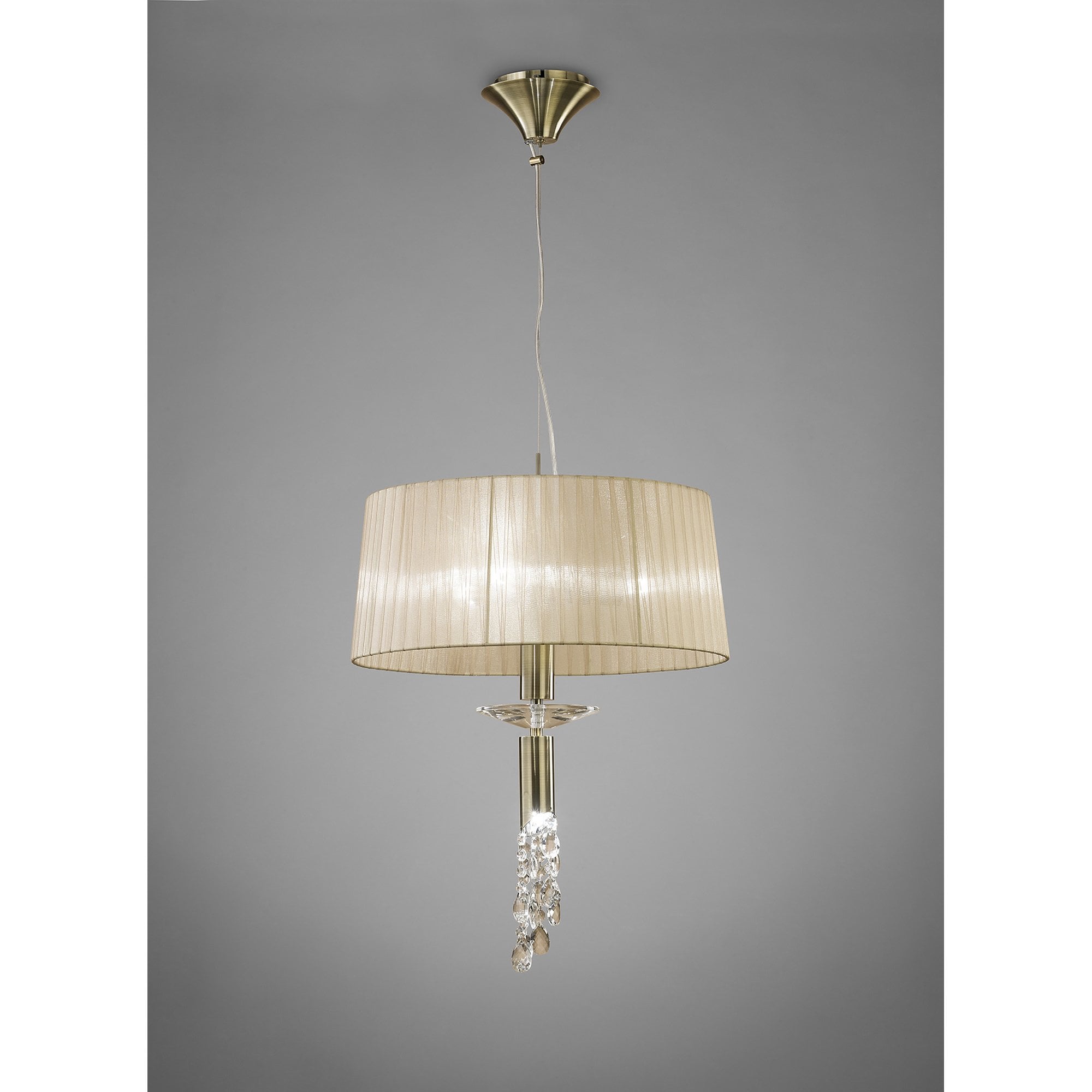 M3878 Tiffany Pendant 3+1 Light E27+G9 Antique Brass Soft Bronze Shade & Clear Crystal