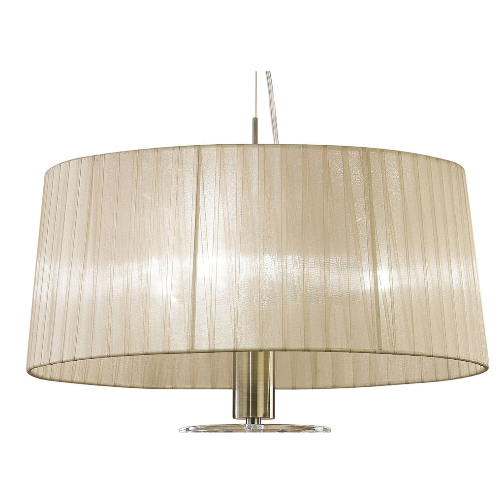 M3878 Tiffany Pendant 3+1 Light E27+G9 Antique Brass Soft Bronze Shade & Clear Crystal