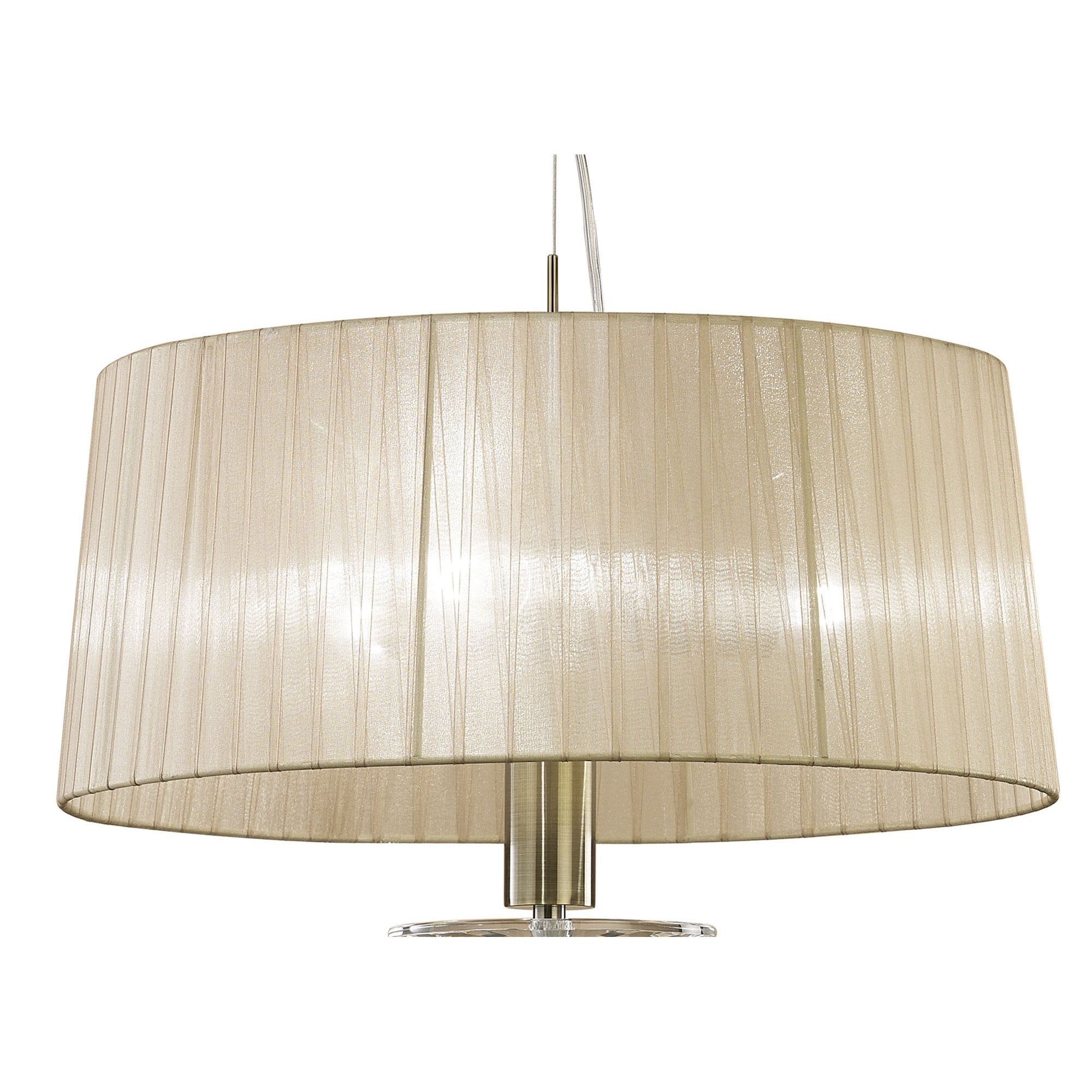 M3878 Tiffany Pendant 3+1 Light E27+G9 Antique Brass Soft Bronze Shade & Clear Crystal