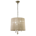 M3880 Tiffany Pendant 3+3 Light E14+G9 Antique Brass Soft Bronze Shade & Clear Crystal