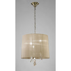 M3880 Tiffany Pendant 3+3 Light E14+G9 Antique Brass Soft Bronze Shade & Clear Crystal