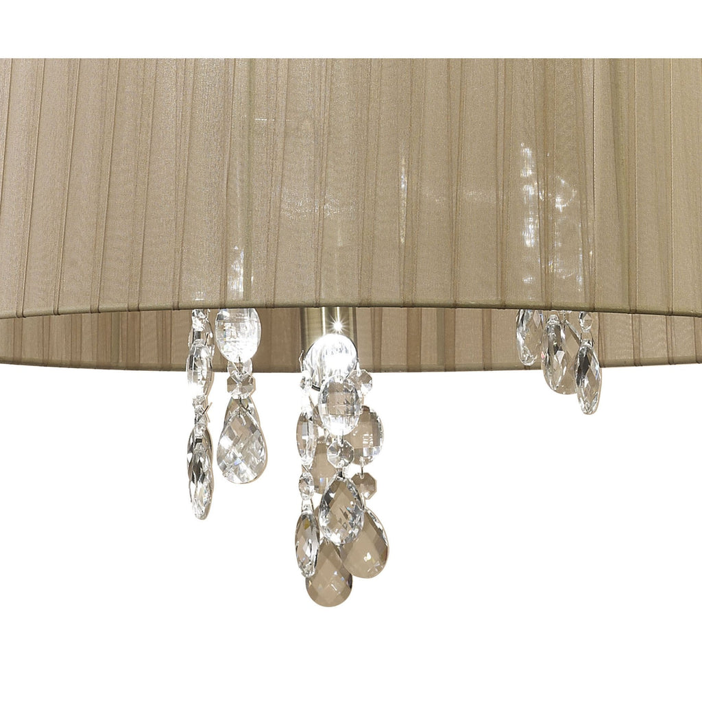 M3880 Tiffany Pendant 3+3 Light E14+G9 Antique Brass Soft Bronze Shade & Clear Crystal