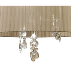 M3880 Tiffany Pendant 3+3 Light E14+G9 Antique Brass Soft Bronze Shade & Clear Crystal