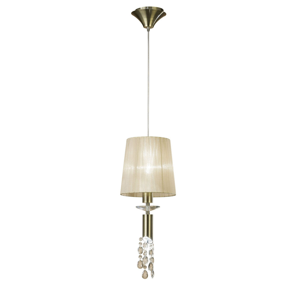 M3881 Tiffany Pendant 1+1 Light E27+G9 Antique Brass Soft Bronze Shade & Clear Crystal