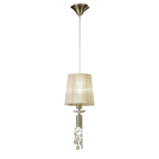 M3881 Tiffany Pendant 1+1 Light E27+G9 Antique Brass Soft Bronze Shade & Clear Crystal
