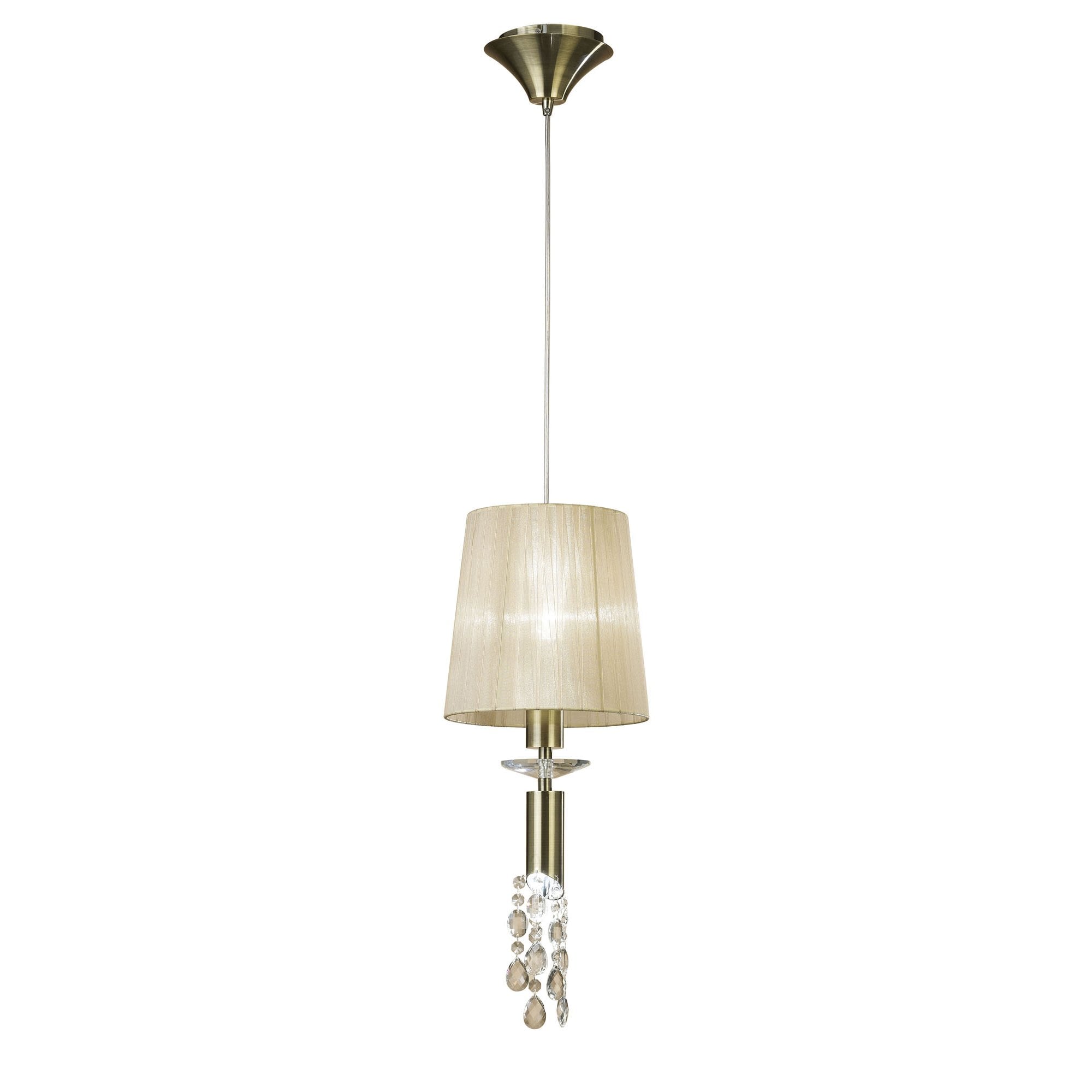M3881 Tiffany Pendant 1+1 Light E27+G9 Antique Brass Soft Bronze Shade & Clear Crystal