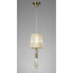 M3881 Tiffany Pendant 1+1 Light E27+G9 Antique Brass Soft Bronze Shade & Clear Crystal