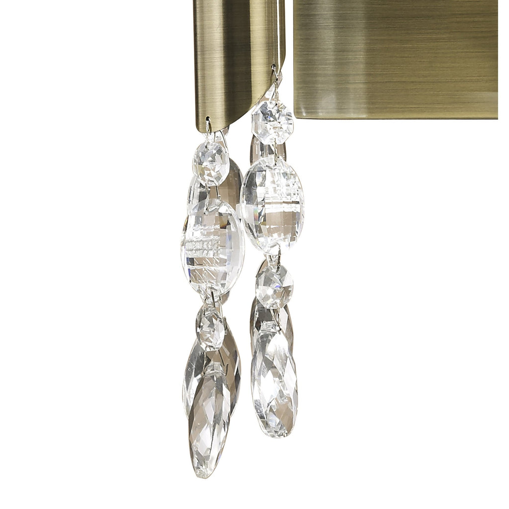 M3883/S Tiffany Wall Lamp Switched 2+2 Light E14+G9 Antique Brass Soft Bronze Shades & Clear Crystal