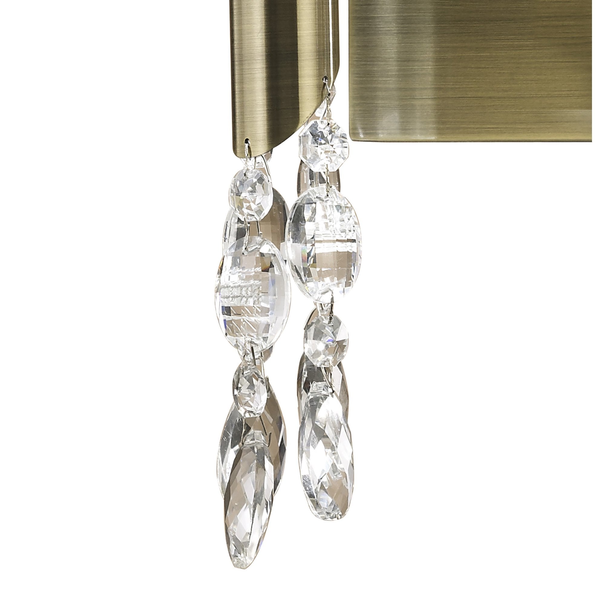 M3883/S Tiffany Wall Lamp Switched 2+2 Light E14+G9 Antique Brass Soft Bronze Shades & Clear Crystal