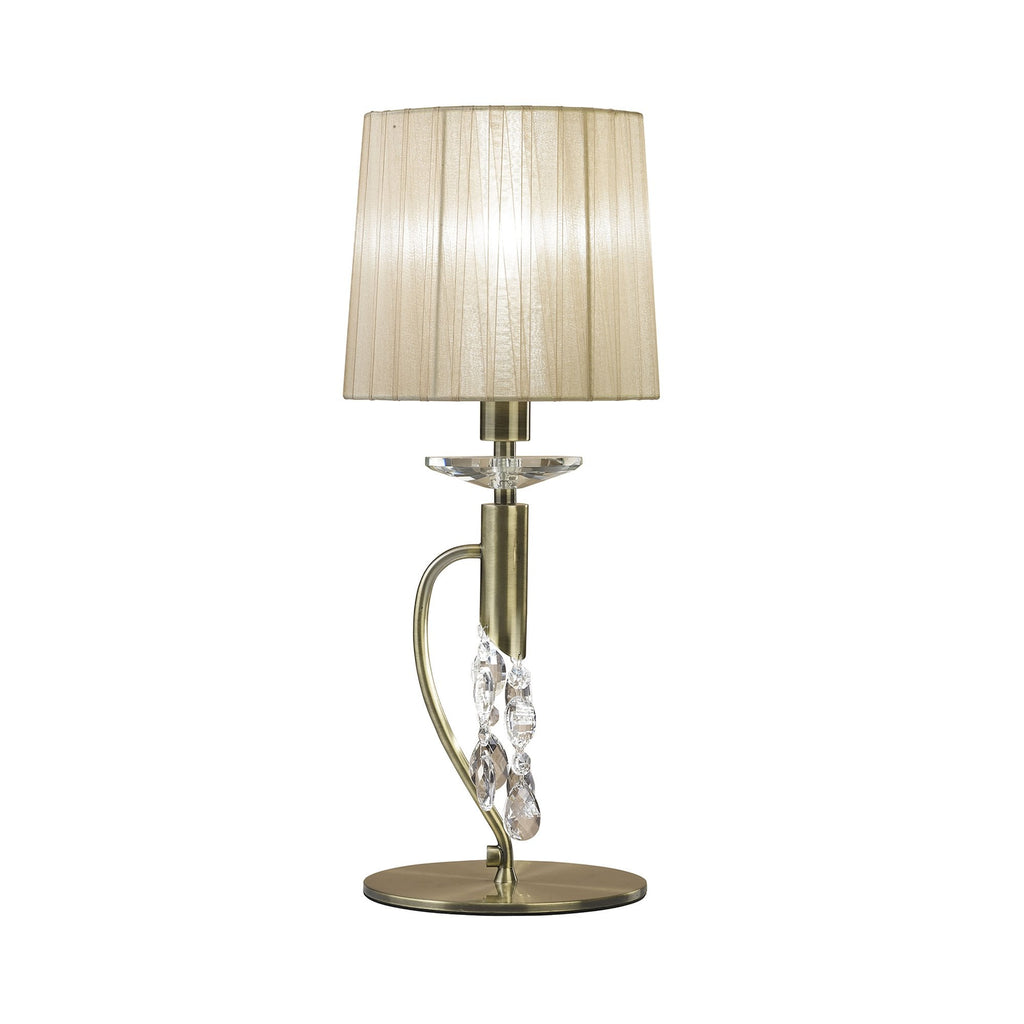 M3888 Tiffany Table Lamp 1+1 Light E14+G9 Antique Brass Soft Bronze Shade & Clear Crystal