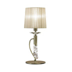 M3888 Tiffany Table Lamp 1+1 Light E14+G9 Antique Brass Soft Bronze Shade & Clear Crystal