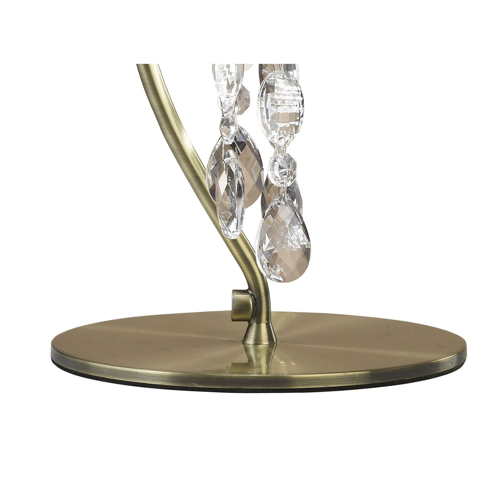 M3888 Tiffany Table Lamp 1+1 Light E14+G9 Antique Brass Soft Bronze Shade & Clear Crystal