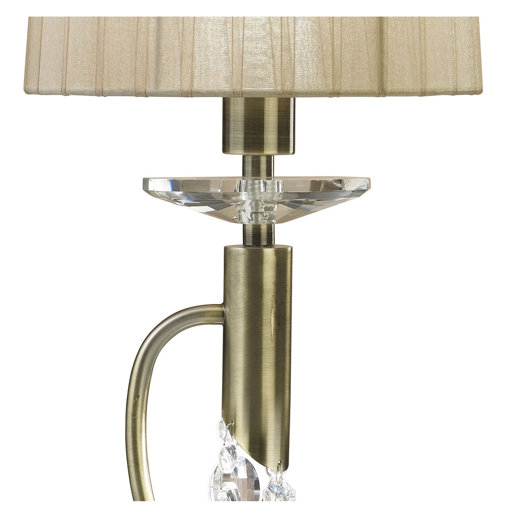 M3888 Tiffany Table Lamp 1+1 Light E14+G9 Antique Brass Soft Bronze Shade & Clear Crystal