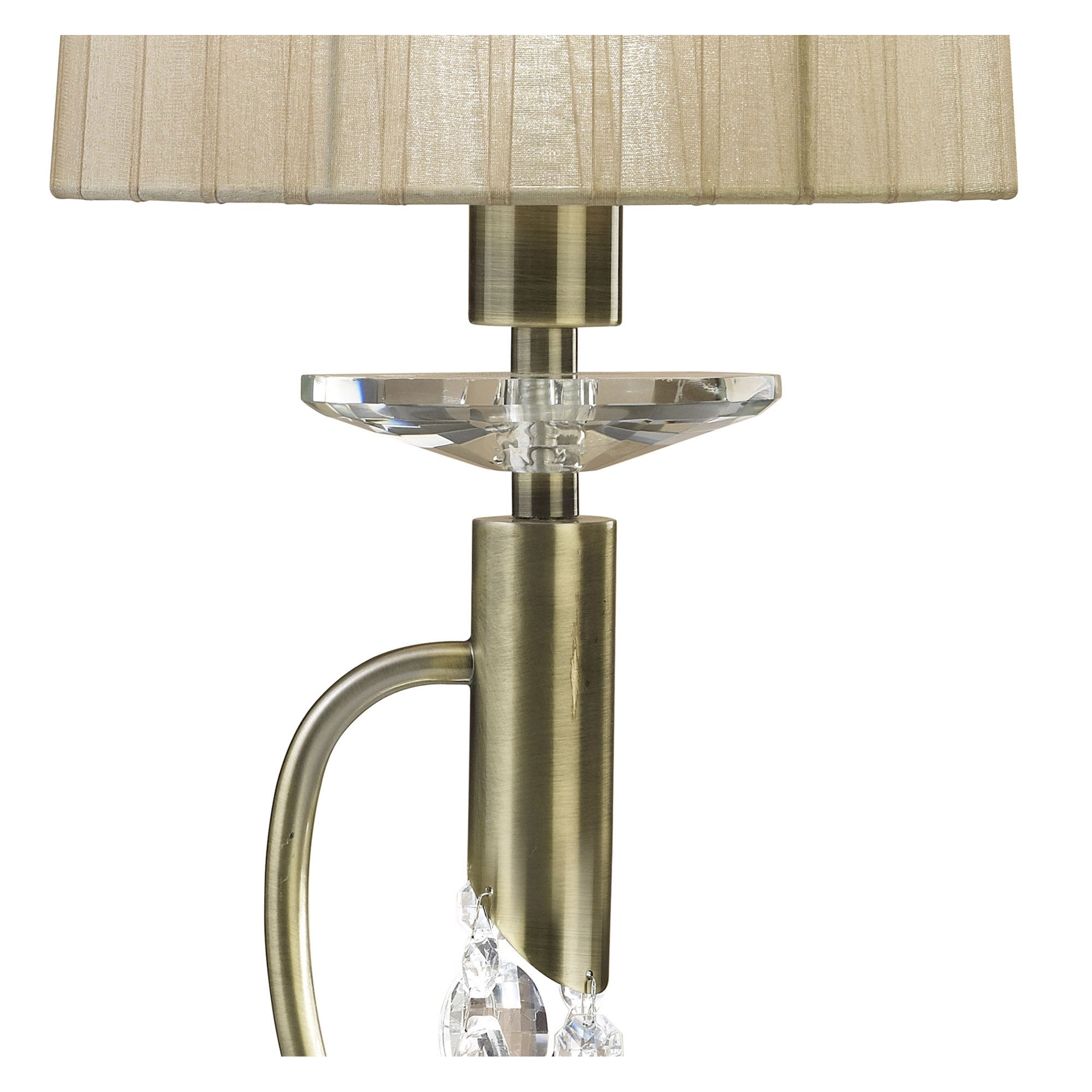 M3888 Tiffany Table Lamp 1+1 Light E14+G9 Antique Brass Soft Bronze Shade & Clear Crystal