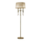 M3889 Tiffany Floor Lamp 3+3 Light E27+G9 Antique Brass Soft Bronze Shade & Clear Crystal