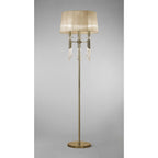 M3889 Tiffany Floor Lamp 3+3 Light E27+G9 Antique Brass Soft Bronze Shade & Clear Crystal