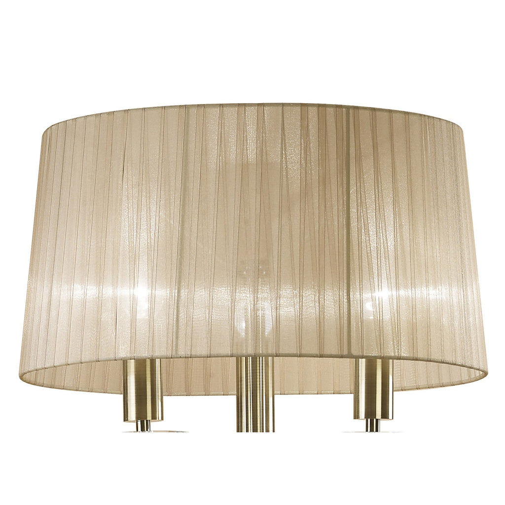 M3889 Tiffany Floor Lamp 3+3 Light E27+G9 Antique Brass Soft Bronze Shade & Clear Crystal