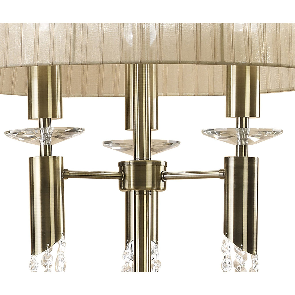 M3889 Tiffany Floor Lamp 3+3 Light E27+G9 Antique Brass Soft Bronze Shade & Clear Crystal