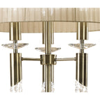 M3889 Tiffany Floor Lamp 3+3 Light E27+G9 Antique Brass Soft Bronze Shade & Clear Crystal