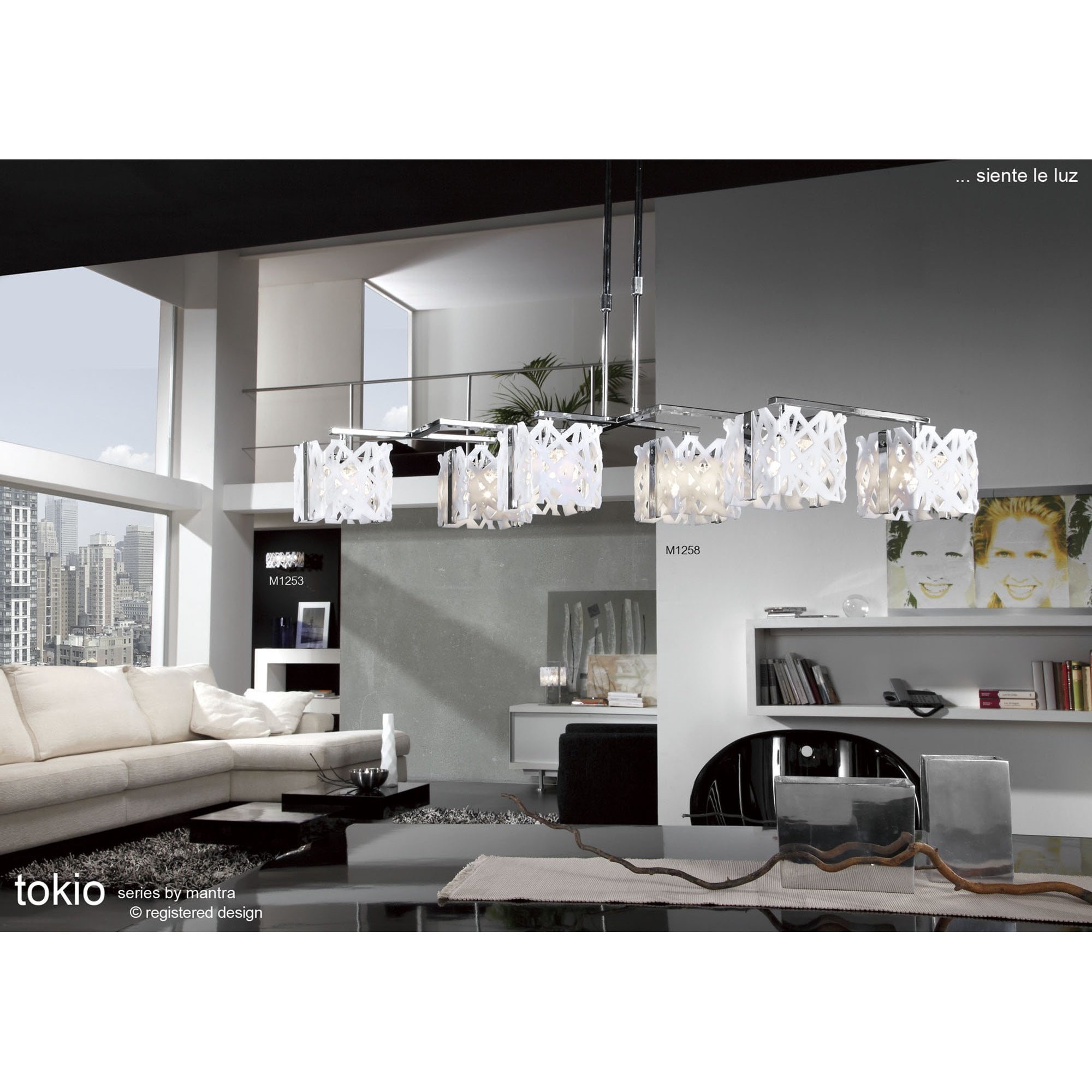 M1250 Tokio Floor Lamp 4 Light G9 Gloss White/Polished Chrome