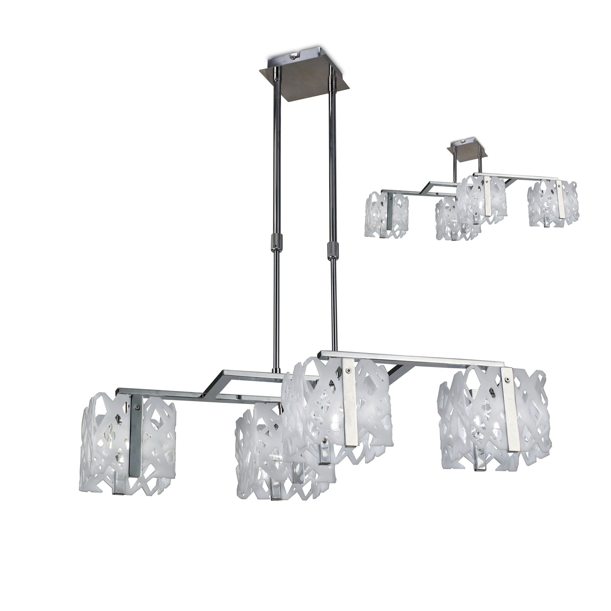 M1257 Tokio Rectangular Telescopic Convertible To Semi Flush 4 Light G9 Line Gloss White/Polished Chrome