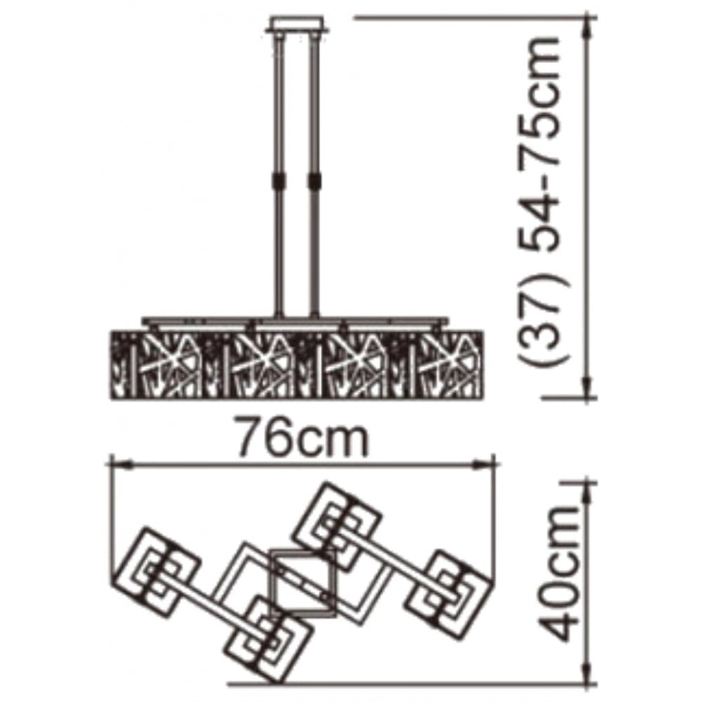 M1257 Tokio Rectangular Telescopic Convertible To Semi Flush 4 Light G9 Line Gloss White/Polished Chrome