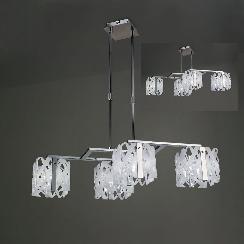 M1257 Tokio Rectangular Telescopic Convertible To Semi Flush 4 Light G9 Line Gloss White/Polished Chrome