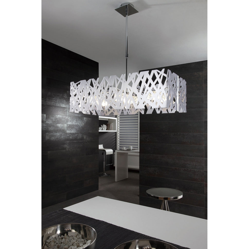 M1257 Tokio Rectangular Telescopic Convertible To Semi Flush 4 Light G9 Line Gloss White/Polished Chrome