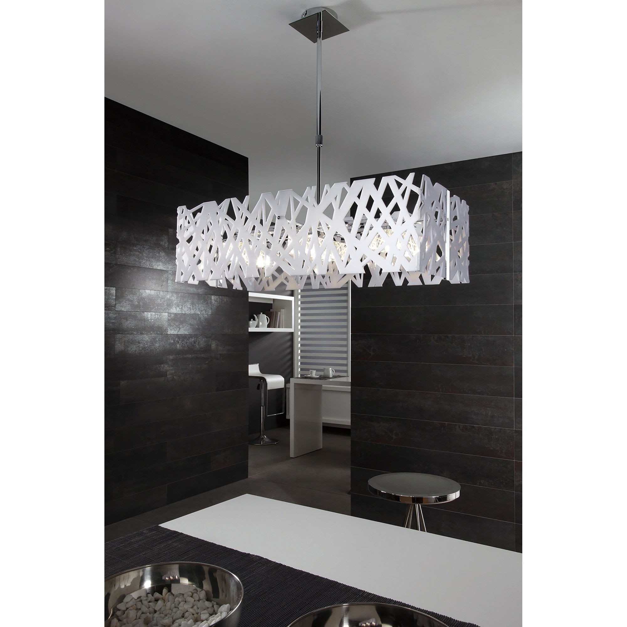 M1257 Tokio Rectangular Telescopic Convertible To Semi Flush 4 Light G9 Line Gloss White/Polished Chrome