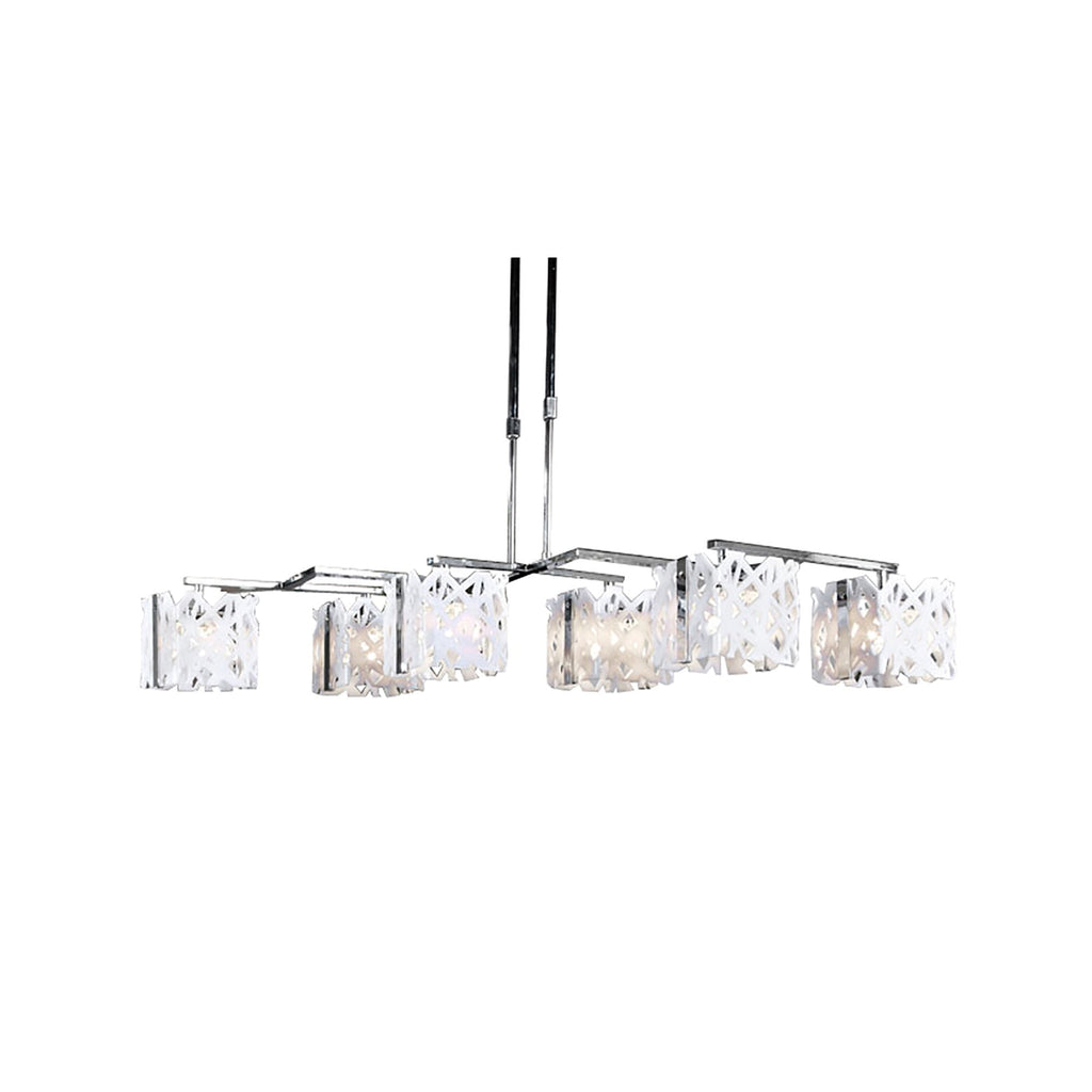 M1258 Tokio Rectangular Telescopic 6 Light G9 Line Gloss White/Polished Chrome