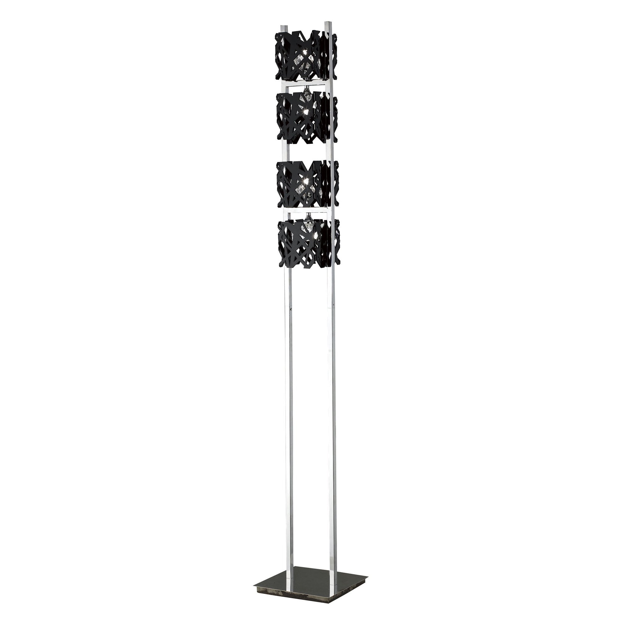 M1270 Tokio Floor Lamp 4 Light G9 Gloss Black/Polished Chrome