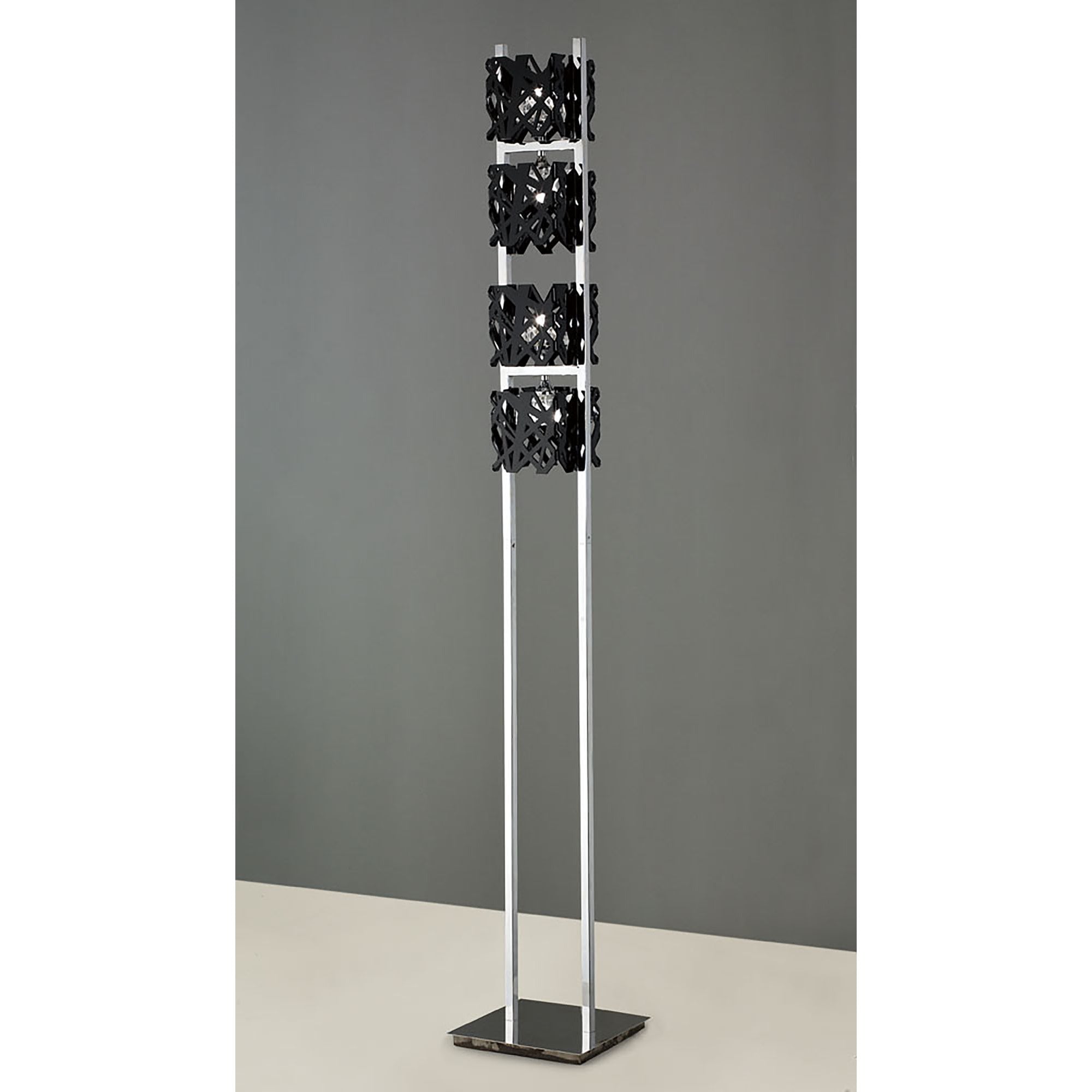 M1270 Tokio Floor Lamp 4 Light G9 Gloss Black/Polished Chrome