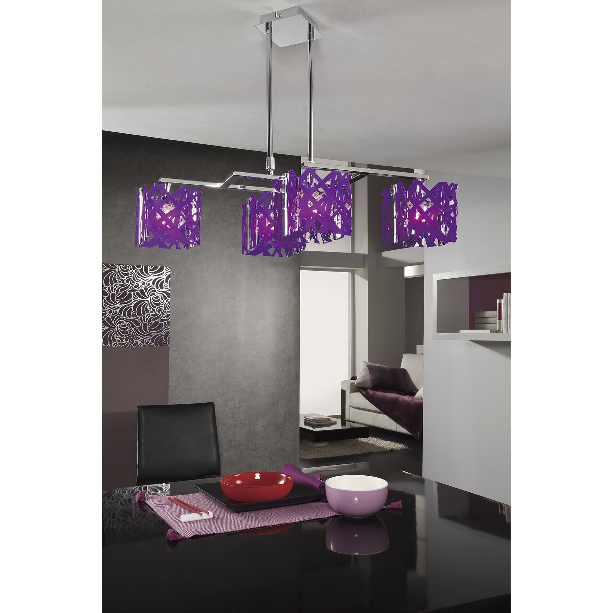 M1270 Tokio Floor Lamp 4 Light G9 Gloss Black/Polished Chrome