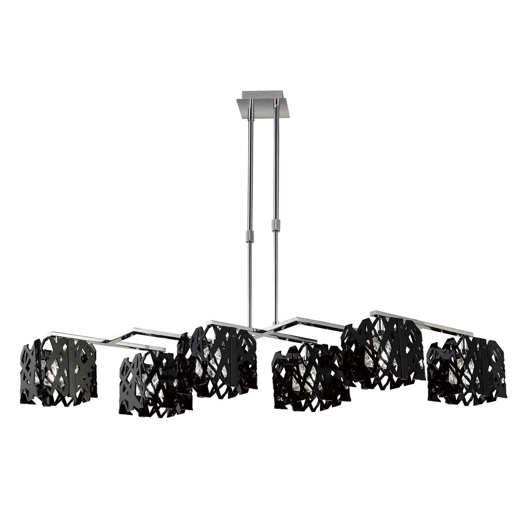 M1278 Tokio Rectangular Telescopic 6 Light G9 Line Gloss Black/Polished Chrome
