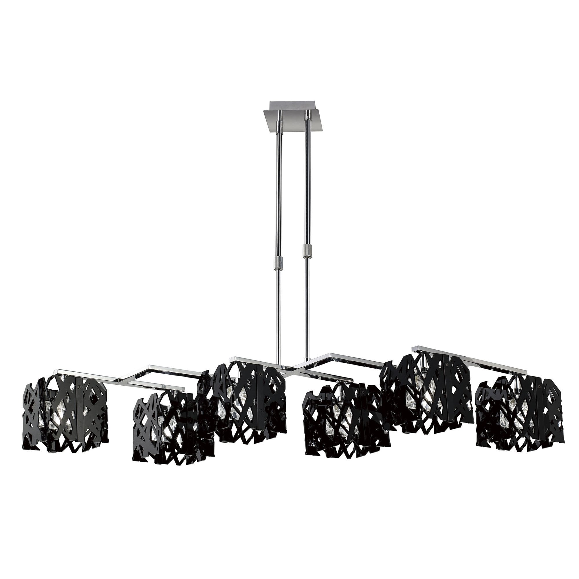 M1278 Tokio Rectangular Telescopic 6 Light G9 Line Gloss Black/Polished Chrome