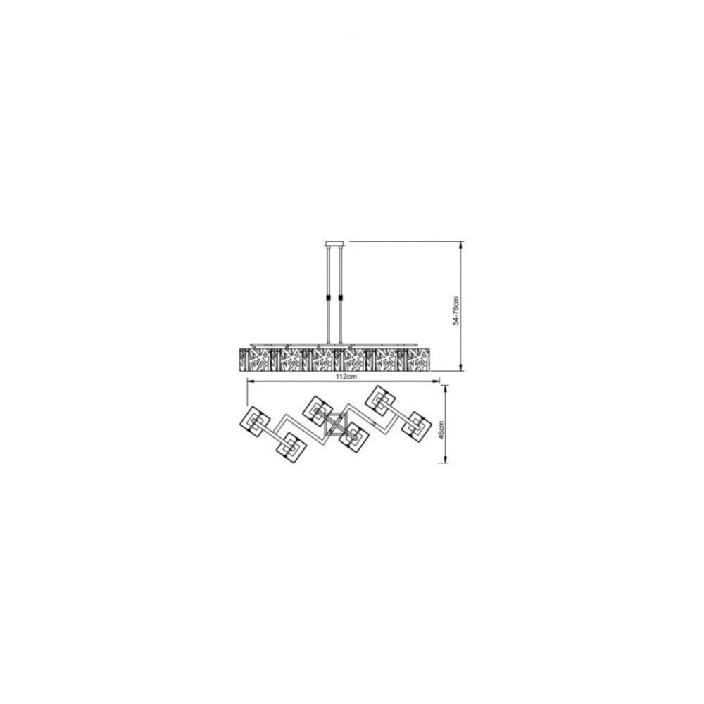 M1278 Tokio Rectangular Telescopic 6 Light G9 Line Gloss Black/Polished Chrome