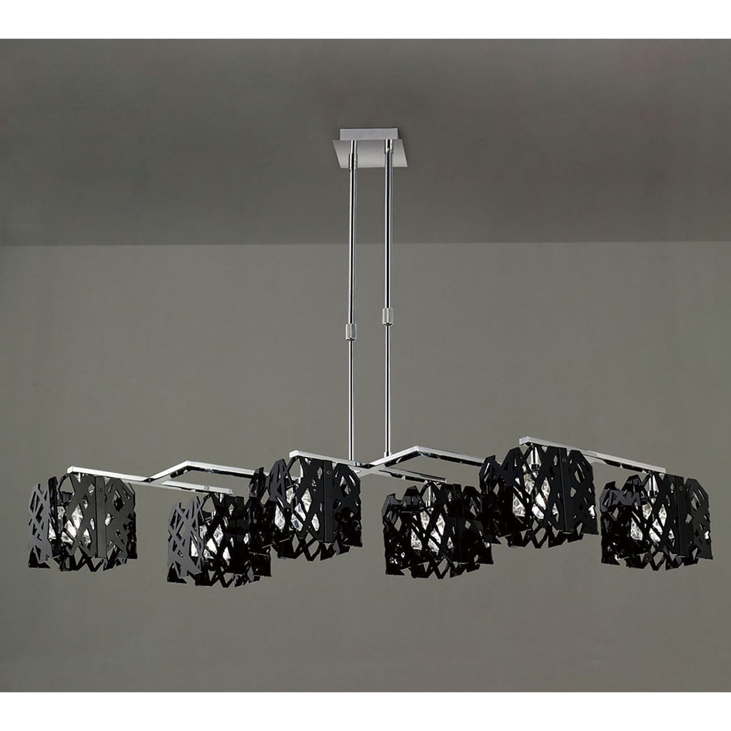 M1278 Tokio Rectangular Telescopic 6 Light G9 Line Gloss Black/Polished Chrome