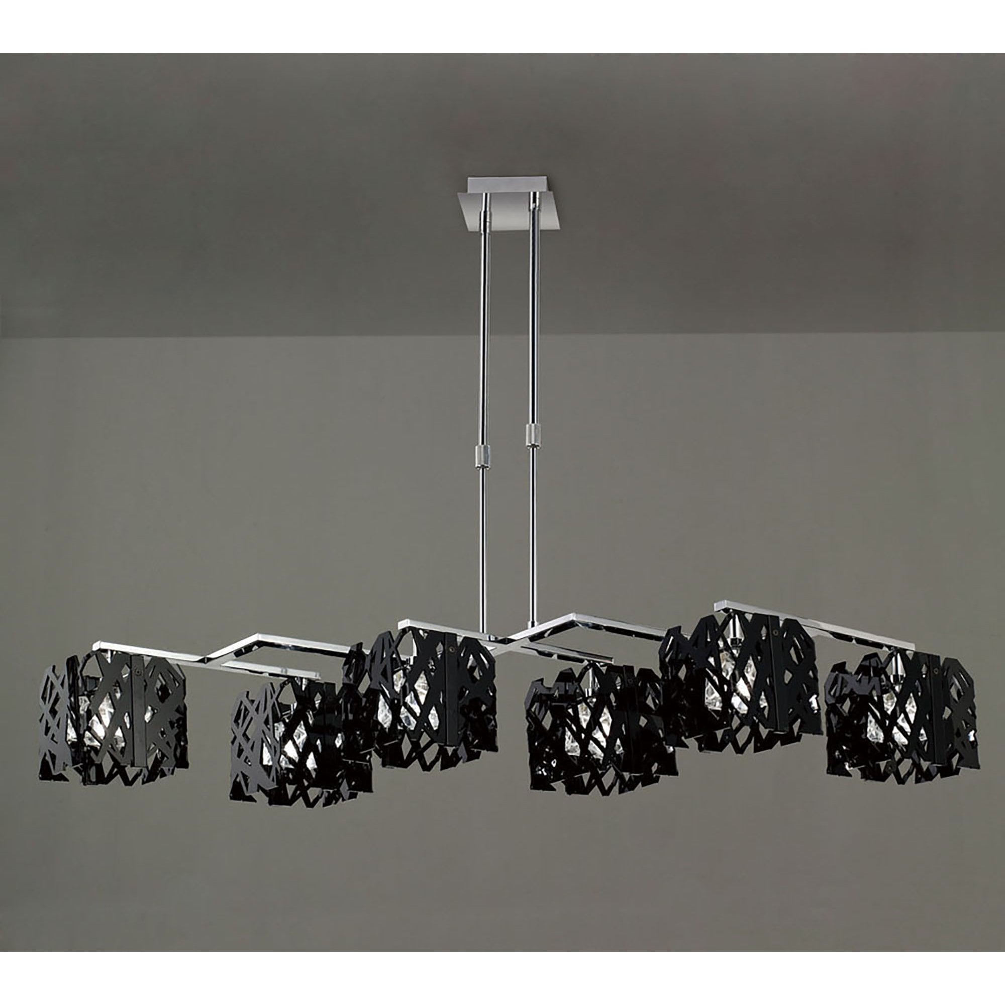 M1278 Tokio Rectangular Telescopic 6 Light G9 Line Gloss Black/Polished Chrome