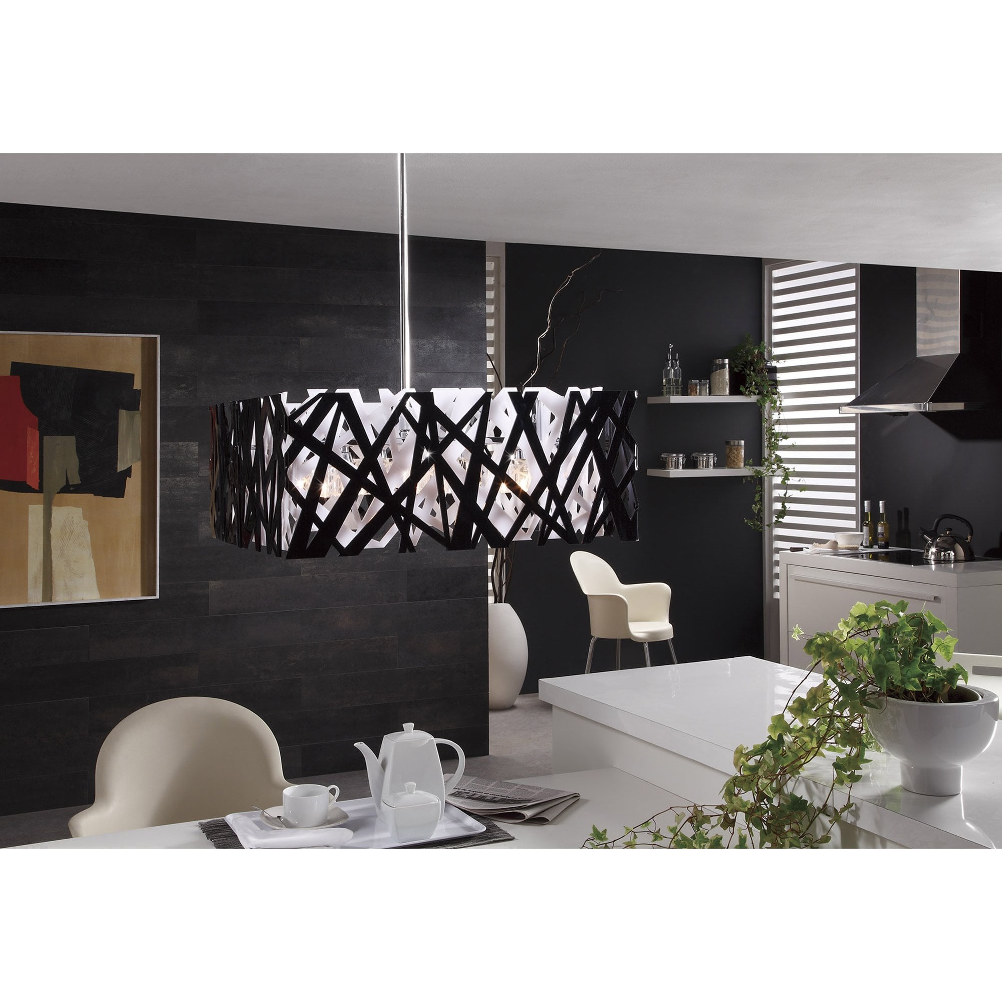 M1278 Tokio Rectangular Telescopic 6 Light G9 Line Gloss Black/Polished Chrome