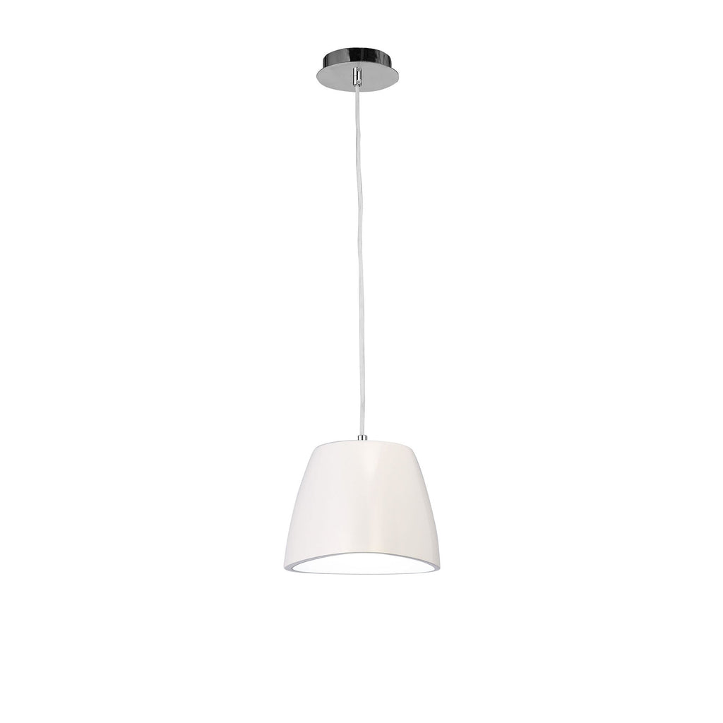 M4823 Triangle Pendant Small 1 Light E27 Gloss White/Polished Chrome