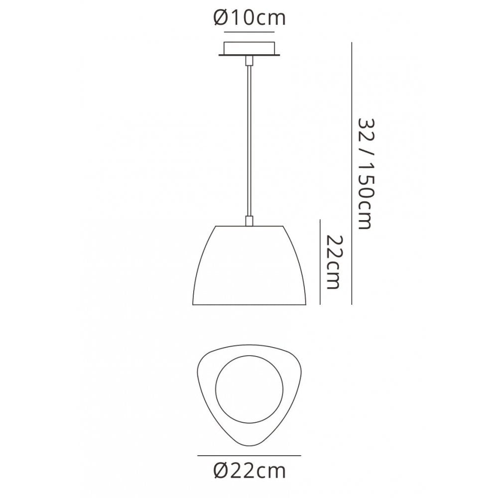M4823 Triangle Pendant Small 1 Light E27 Gloss White/Polished Chrome