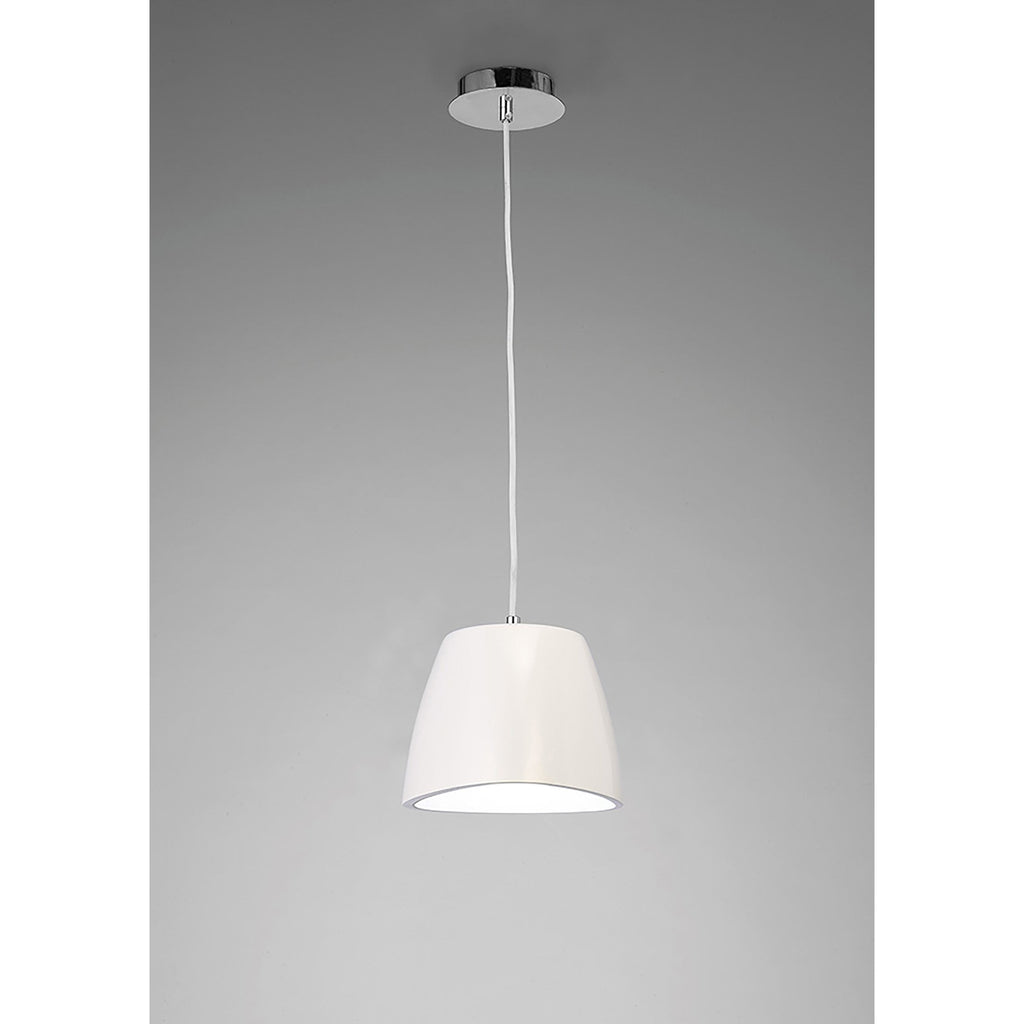M4823 Triangle Pendant Small 1 Light E27 Gloss White/Polished Chrome