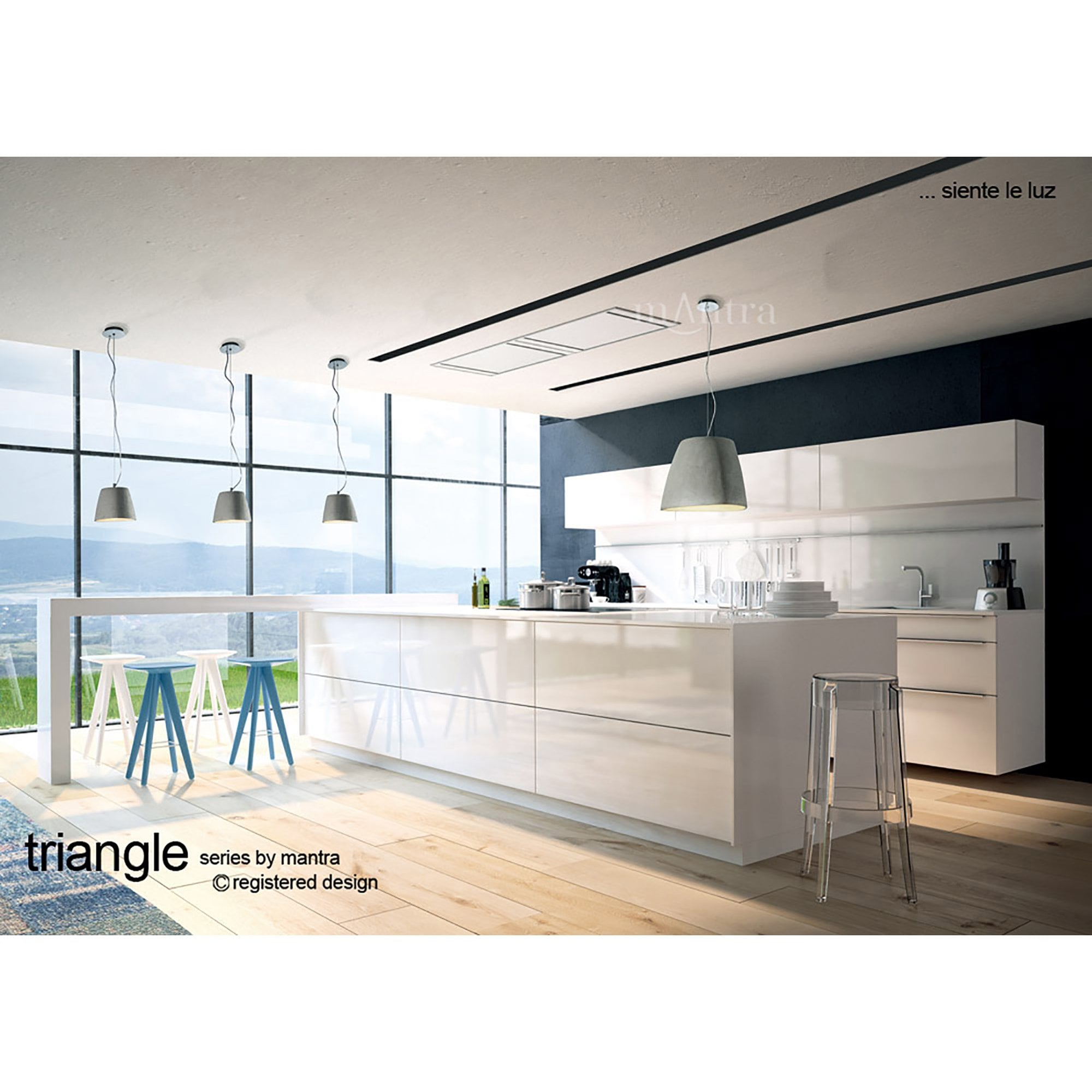 M4823 Triangle Pendant Small 1 Light E27 Gloss White/Polished Chrome