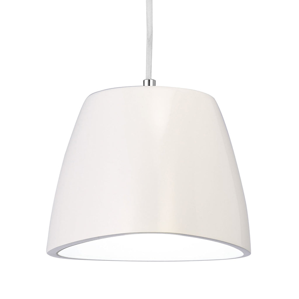 M4823 Triangle Pendant Small 1 Light E27 Gloss White/Polished Chrome
