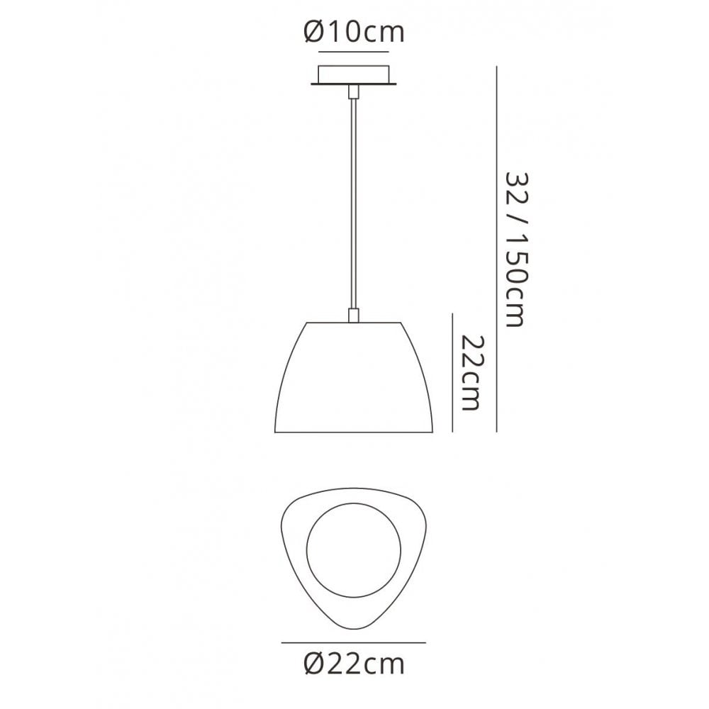 M4824 Triangle Pendant Small 1 Light E27 Beech/Polished Chrome