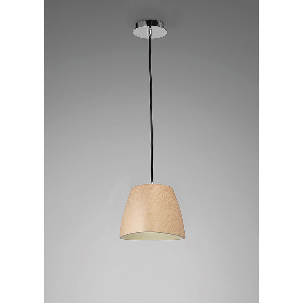 M4824 Triangle Pendant Small 1 Light E27 Beech/Polished Chrome