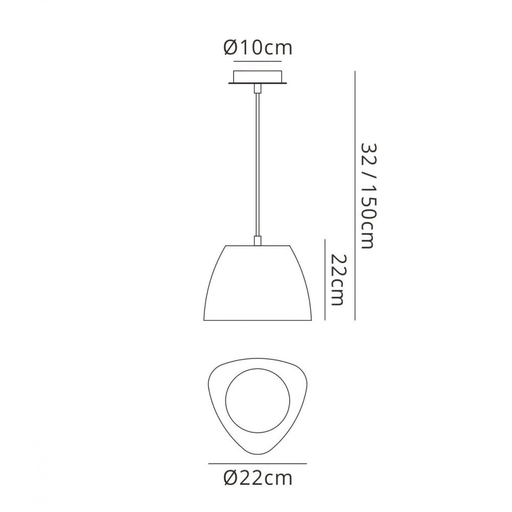 M4825 Triangle Pendant Small 1 Light E27 Cement/Polished Chrome