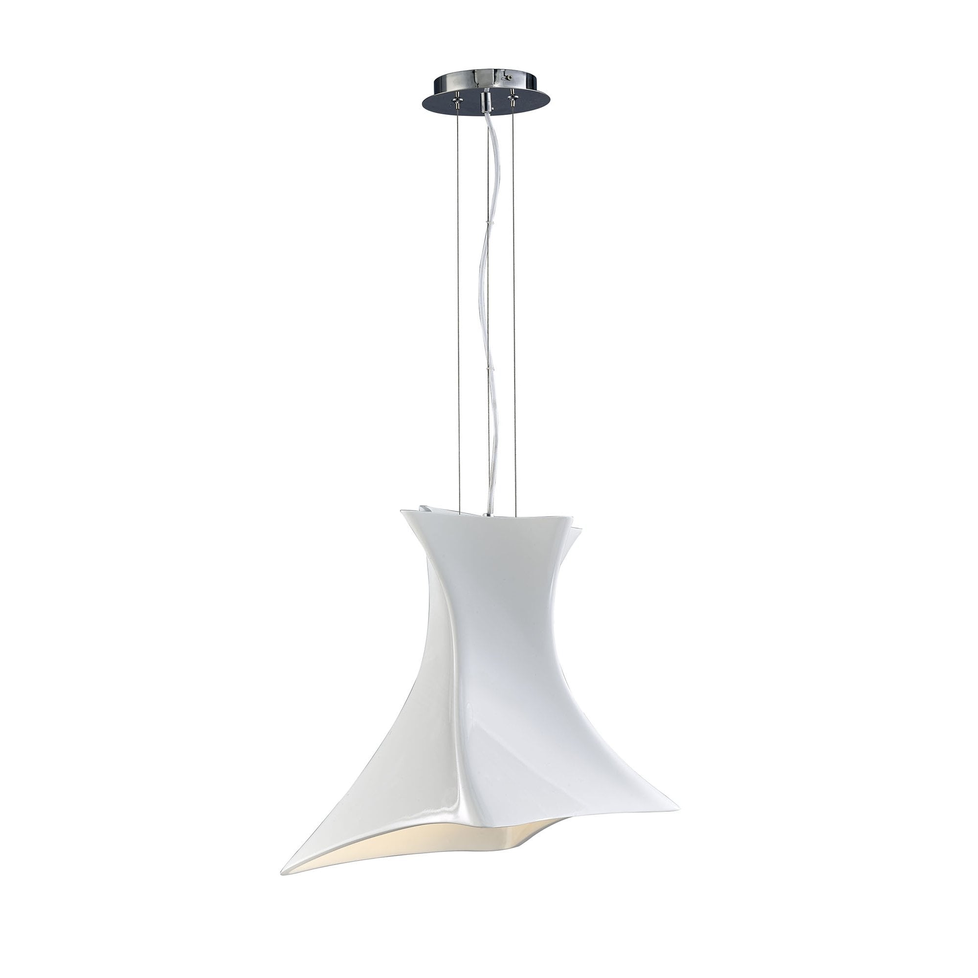 M5070 Twist Pendant 1 Light E27 Gloss White/Polished Chrome