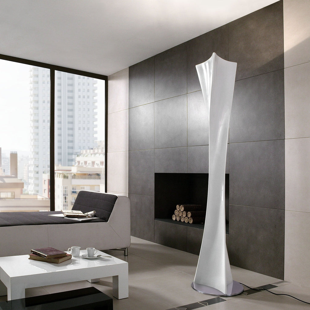M5070 Twist Pendant 1 Light E27 Gloss White/Polished Chrome