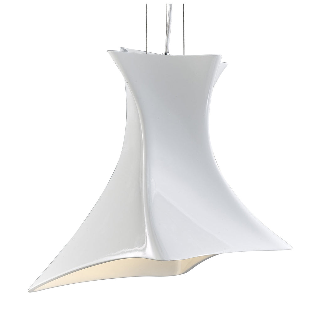 M5070 Twist Pendant 1 Light E27 Gloss White/Polished Chrome